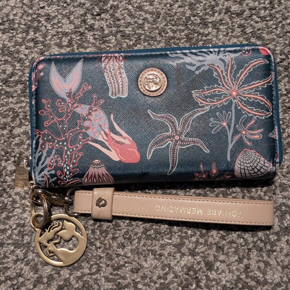 Spartina 449 Mystic Mermaid Wallet with wrist strap & keychain/bag charm - Picture 1 of 5